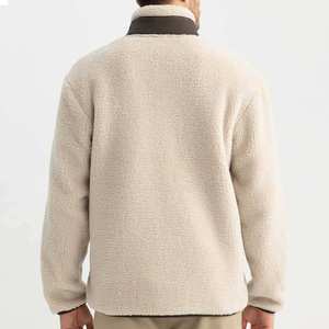 OEM Custom Made Winter <b>Warm</b> Fleece <b>Jackets</b> Embroidery Front Logo Breathable Fabric Zipper Closure Oversize Sherpa Men's <b>Jackets</b> - Product Image 4