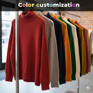 เสื้อสเวตเตอร์คอเต่าโอเวอร์ไซส์สำหรับผู้หญิง สีม่วง ผ้าฝ้ายถัก พิมพ์ลายตัวอักษร สไตล์สตรีทแวร์ สำหรับใส่ในฤดูใบไม้ร่วง - Product Image 5