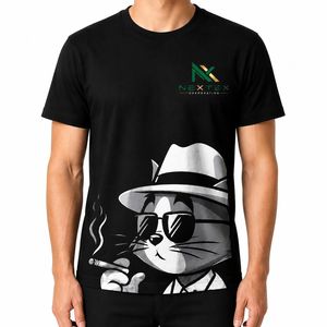 เสื้อยืดโอเวอร์ไซส์ลายพิมพ์แมวเท่ๆ สไตล์ฮิปฮอป สตรีทแวร์ สำหรับผู้ชาย ใส่สบาย ระบายอากาศได้ดี ผ้าฝ้าย พิมพ์ลายกราฟิก เหมาะสำหรับฤดูร้อน - Product Image 2