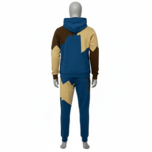 Ensemble de survêtement polaire pour homme, couleur personnalisée, avec sweat à capuche épais et pantalon de jogging, panneaux contrastants, unisexe, en polaire technique pour l'hiver - Product Image 4