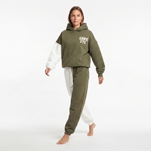 Ensemble deux pièces surdimensionné de haute qualité pour femme, ensemble sweat à capuche et jogging, couleur olive et blanc, streetwear, vêtements d'hiver - Product Image 3