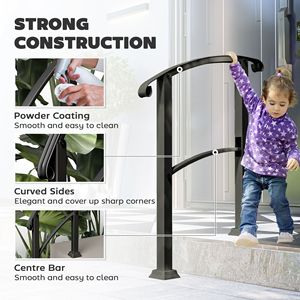 Corrimano Ausiliari per Esterni con Kit di Installazione per Gradini in Cemento, Neri - Product Image 5
