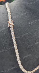 Custom Rhodium Plated Moissanite Diamond <b>Tennis</b> <b>Necklace</b> 925 <b>Sterling</b> <b>Silver</b> Hip Hop Iced Out Choker Chain Jewelry for Unisex - Product Image 2