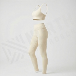 Super Soft High Elastic <b>Open</b> Back <b>Bra</b> HighWaist Tummy Control Knee Length PlusSize Ladies Yoga Set Gym Fitness Gear - Product Image 3