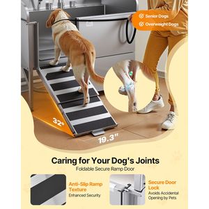 Vasca per toelettatura cani in acciaio inossidabile da 61 pollici con rampa antiscivolo, cassetto portaoggetti e rubinetto acqua calda/fredda - per esterni - Product Image 4
