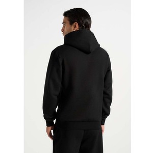 Sweat-shirt à capuche en molleton noir pour homme, coupe classique, couleur unie, avec poche, idéal pour l'automne - Product Image 2