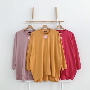 Women's Minimalist Solid Cotton Drop Shoulder Breathable Batwing <b>Top</b> Comfortable Blouses & Shirts - Product Image 3