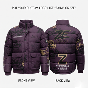Chaqueta Acolchada Premium para Hombre ZAINI, 100% Poliéster, Tejido de Lana Peinada, 500g, Diseño de Paneles Azules, Impermeable, Resistente al Viento, Cierre Frontal - Product Image 1