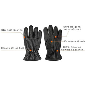 Waterproof Black Grain Cowhide Leather <b>Work</b> <b>Gloves</b>, Heavy Duty Water Resistant Winter <b>Thermal</b> <b>Work</b> <b>Gloves</b> for Motorcycle Riding, - Product Image 3