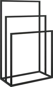 Porte-serviettes métallique autoportant à tubes carrés, trois barres, pour salle de bain domestique, séchage efficace des serviettes - Product Image 2