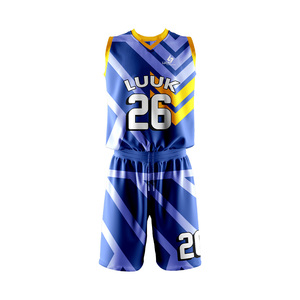 Uniformes de basketball personnalisés imprimés 100% polyester/spandex respirants, anti-humidité, séchage rapide, col en V, grandes tailles, sans manches - Product Image 2