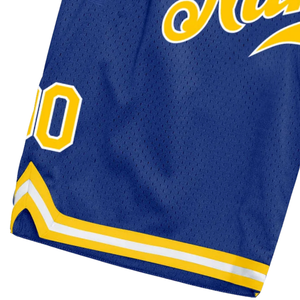 Pantalones Cortos de Baloncesto de Malla Sublimada Azul y Amarillo para Hombre, Pantalones Cortos Deportivos de Poliéster con Estampado Digital para Entrenamiento, Ropa Deportiva - Product Image 5