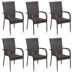 Grande Set da Pranzo in Legno Massello di Acacia Marrone, Mobili da Giardino Impilabili - Product Image 2