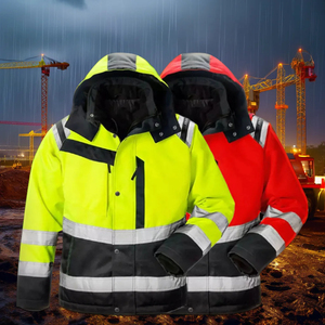 Veste de sécurité haute visibilité réfléchissante jaune et noire avec capuche et bandes, unisexe - Product Image 6