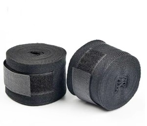Gants de boxe en nylon souple WOSWEIR et bandages accessoires de 5 m de long pour l'entraînement des mains, noirs - Product Image 4
