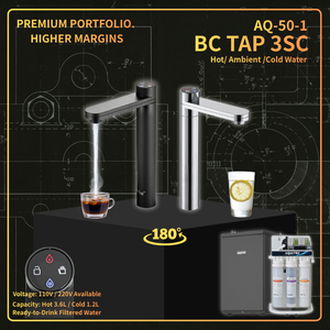 Dispensador de agua fría y caliente AQUATEK BC TAP 3SC de acero inoxidable 316L, comercial, ecológico, sistema de ósmosis inversa AQ-50-1, para instalar bajo el fregadero. - Product Image 1