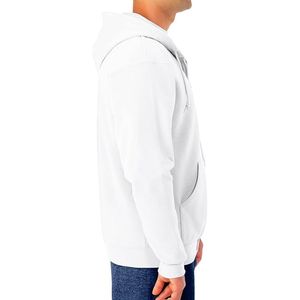 Sudadera con capucha de forro polar blanca esencial con cremallera, transpirable, informal, deportiva, para entrenamiento diario - Product Image 3