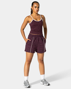 Shorts Bermuda para Mujer con Estampado de Leopardo Color Granate, Forro en Contraste, Cintura Elástica con Bolsillos, Suaves y Transpirables, Talla Grande Premium - Product Image 4