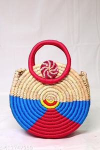 Wholesale Hand Woven Grass Basket with Festive Trim and Handle Eco Friendly Stylish Storage Basket Handmade - Product Image 3