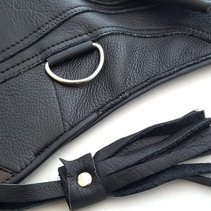 Gants de fauconnerie en cuir noir, longs, avec pompon, durables, pour la chasse et la manipulation, utilisables en toutes saisons - Product Image 6