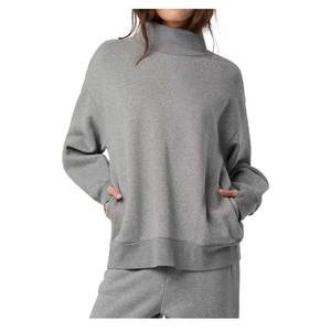 Sudadera Reversible de Cuello Alto para Mujer, con Logotipo Personalizado, de Invierno, Holgada, de Manga Larga, 100% Algodón, Felpa Ecológica - Product Image 4