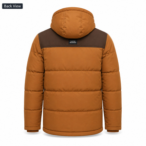 Parka matelassée à capuche pour homme, personnalisable, imperméable, en polyester, veste d'hiver standard, couleur unie, fermeture éclair, décontractée, pour l'extérieur - Product Image 2