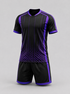 Créez votre propre ensemble d'uniformes de football pour hommes adultes de haute qualité, personnalisé, en polyester 100% respirant, à col en V et manches courtes - Product Image 2