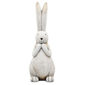 Conejo de Pascua de Magnesio Blanco Texturizado de 9.5x9.5x27.5 Pulgadas con Detalles Dorados Sutiles, Decoración de Pascua - Product Image 2