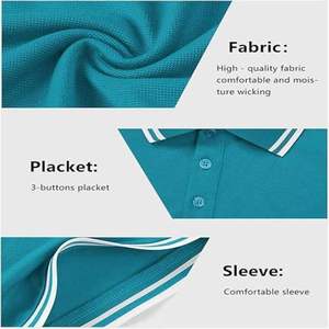 INDEX Men's Solid Color Short Sleeve Knitted <b>Polo</b> <b>Shirt</b> Casual Style Regular Fit <b>Blue</b> - Product Image 4