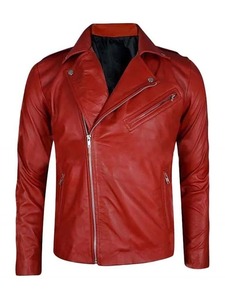 <b>Men</b>’s Finn Balor <b>Red</b> <b>Leather</b> <b>Jacket</b> Professional Wrestling Inspired Biker <b>Jacket</b> Genuine <b>Leather</b> Zip Up Outerwear - Product Image 1
