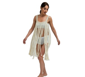 Robe de fête pour votre mariée en coton tissé à la main vêtements de Festival Bustier haut court femmes robe de plage en macramé - Product Image 1