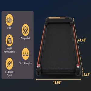 Tapis Roulant da Ufficio Domestico con Pedana Effetto Legno, 2.5HP, Inclinazione 0.5°, 4MPH, Capacità 300LBS, da Posizionare Sotto la Scrivania - Product Image 3