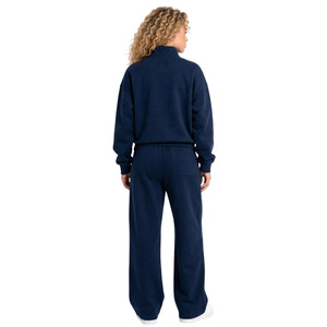 Ensemble survêtement pour femme, coupe oversize, bleu, avec veste zippée à col montant et pantalon de survêtement à jambe large, en molleton de coton épais, style streetwear, avec logo personnalisé - Product Image 2