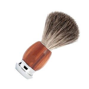 Pinceau de Rasage Professionnel OEM en Gros pour Barbiers, Manche en Bois, Poils Synthétiques, Base Métallique Chromée, pour Crème à Raser - Product Image 3