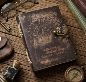 Wholesale Embossed Brown Leather Journal with Clasp - Deckle Edge vintage paper Travel <b>Diary</b> <b>notebooks</b> sketchbooks - Product Image 2