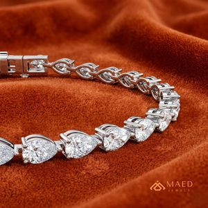 สร้อยข้อมือลูกแพร์ตัด Moissanite สำหรับผู้ชายสีขาวทองหรูหราของขวัญครบรอบการหมั้น - Product Image 2