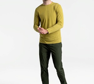 เสื้อยืดแขนยาวผู้ชาย ผ้าฝ้าย 100% คอโอ ทรงปกติ สีพื้น ระบายอากาศได้ดี เสื้อยืดลำลองสำหรับผู้ชาย - Product Image 1