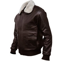 Blouson bombardier en cuir pour homme noir marron vestes en cuir sude pour homme avec col en fourrure véritable manteau en mousse veste tendance