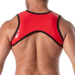 สายรัดอกไวนิลสีแดง TOF พร้อมซิปและห่วงรูปตัว D อุปกรณ์ BDSM - Product Image 4