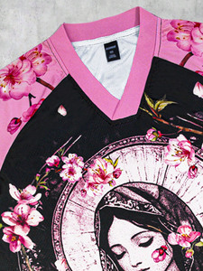 Vintage Gothic American Football Jersey Pink & Black Graphic Oversized <b>Top</b> <b>Y2K</b> Aesthetic Streetwear Mesh Shirt Wholesale - Product Image 4