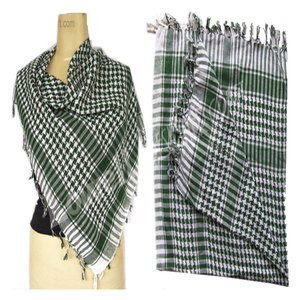 Tactical Shemagh Head <b>Scarf</b> in Houndstooth Print <b>Square</b> Keffiyeh Cotton Embroidered Logo for Summer Outdoor Desert Breathable - Product Image 1