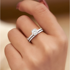 Solitaire Moissanite Engagement Ring Round Cut 925 Sterling <b>Silver</b> <b>Wedding</b> <b>Band</b> for Women - Product Image 2