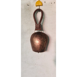 Antique <b>Gold</b> Brass Tibetan Meditation Bell Handmade Om Engraved Cow Bell With Jute Hanging <b>String</b> For Zen Garden Christmas Decor - Product Image 4