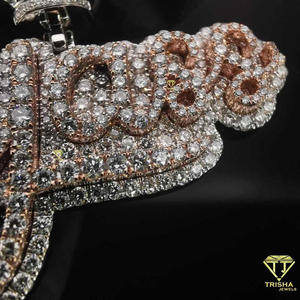 <b>Custom</b> <b>Name</b> Moissanite Diamond Pendant 925 Sterling Silver Rose Gold Plated Crown Hip Hop Iced Out Personalized <b>Necklace</b> for Men - Product Image 3