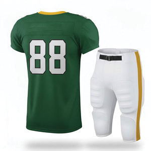 Custom American Football Jersey Set Green White Sublimated Moisture Wicking V-Neck Short Sleeve Men's Adult Team Uniform 88 - Product Image 4