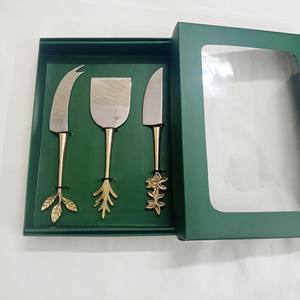 Épandeurs décoratifs en acier inoxydable, ensemble de fromage avec poignée ronde en relief Unique de conception tropicale faite à la main - Product Image 5