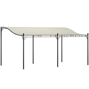 Pergola da Esterno 3x5m Bianco Crema con Tettoia in Metallo e Fori di Drenaggio per Villa, Cortile, Parco, Giardino - Product Image 1