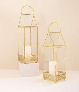 Newest Design Stainless Steel Metal Lantern Glass Candle Holder For Indoor Outdoor <b>Home</b> <b>Garden</b> Decor Candle Holder Best Price - Product Image 6