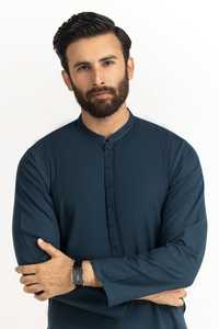 Traje Salwar Kameez de Algodón Personalizado, Tradicional, Étnico, Azul Marino, Liso, de 2 Piezas, Transpirable, Corte Regular, para Fiestas, Invierno y Aire Libre - Product Image 5