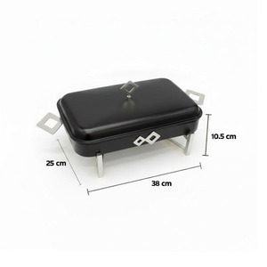 Ensemble de réchauds rectangulaires avec couvercles et poignées ornés de diamants, idéal pour les dîners haut de gamme et les événements de mariage - Product Image 5